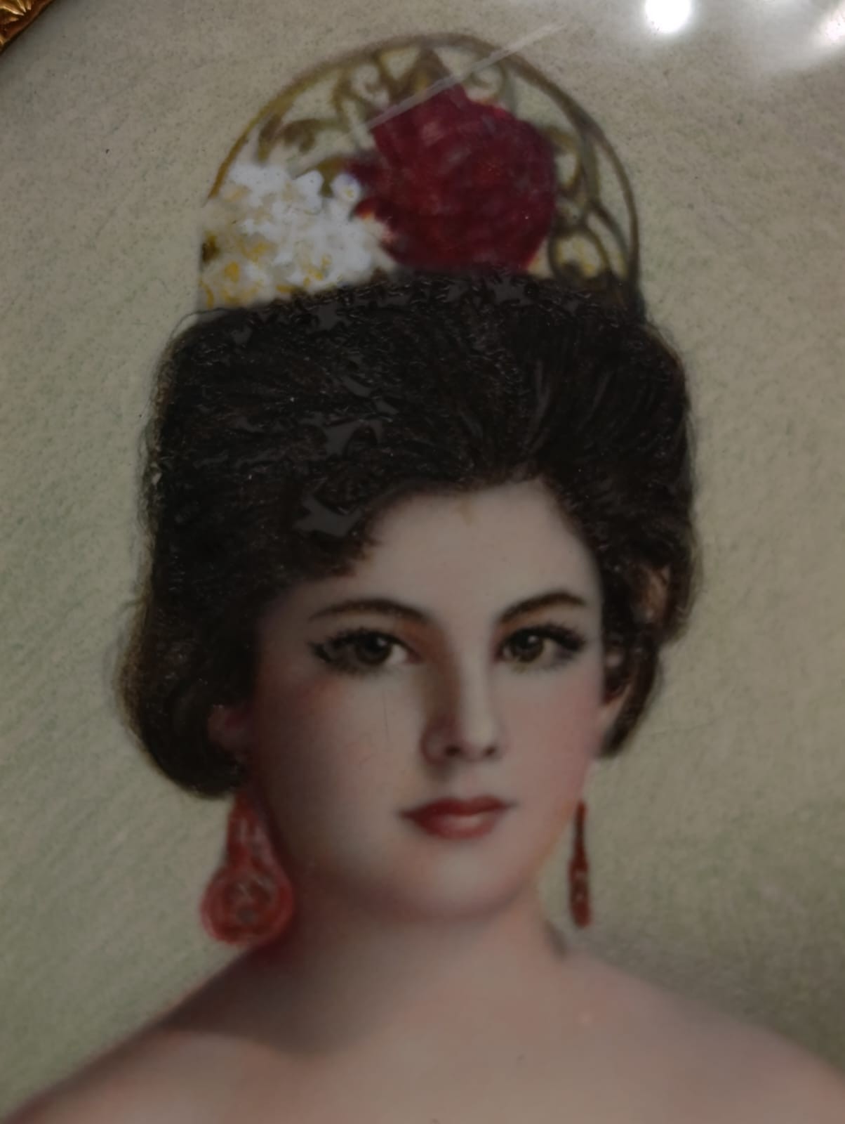 Signed Linker Madrid 1961 Hand Painted Portrait Miniature Victorian Lady
