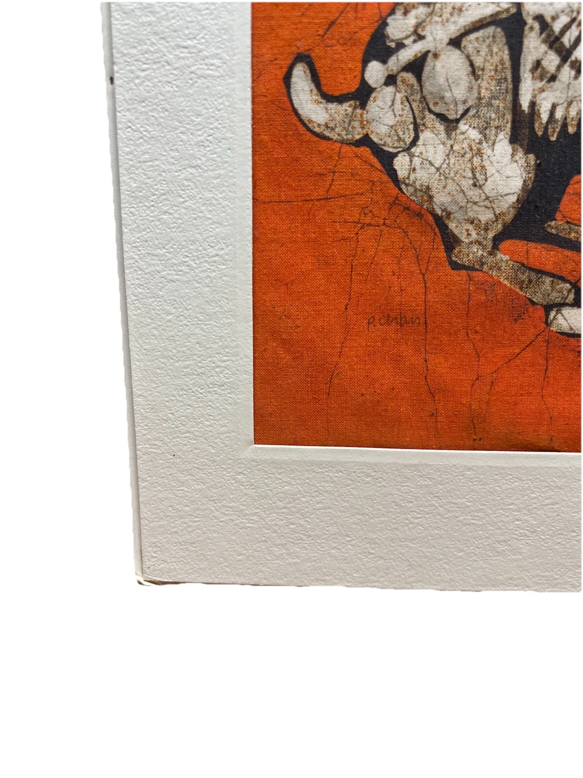 Mid Century Signed P Chan Batik Acrylic Painting on Fabric Chinese Tang Horse