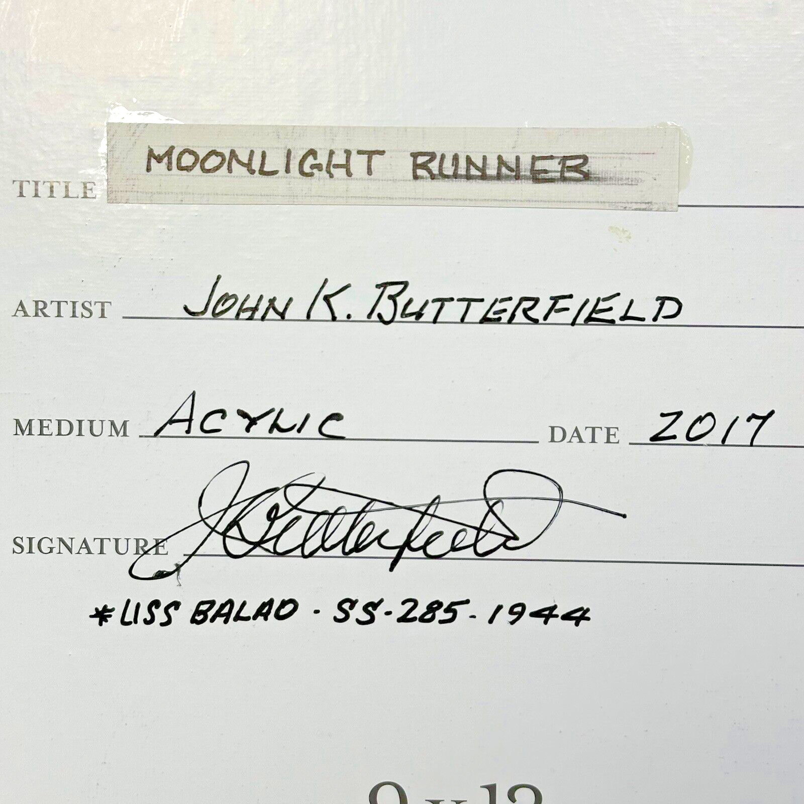 MOONLIGHT RUNNER United States Navy USS Balao WWII Submarine John K. Butterfield