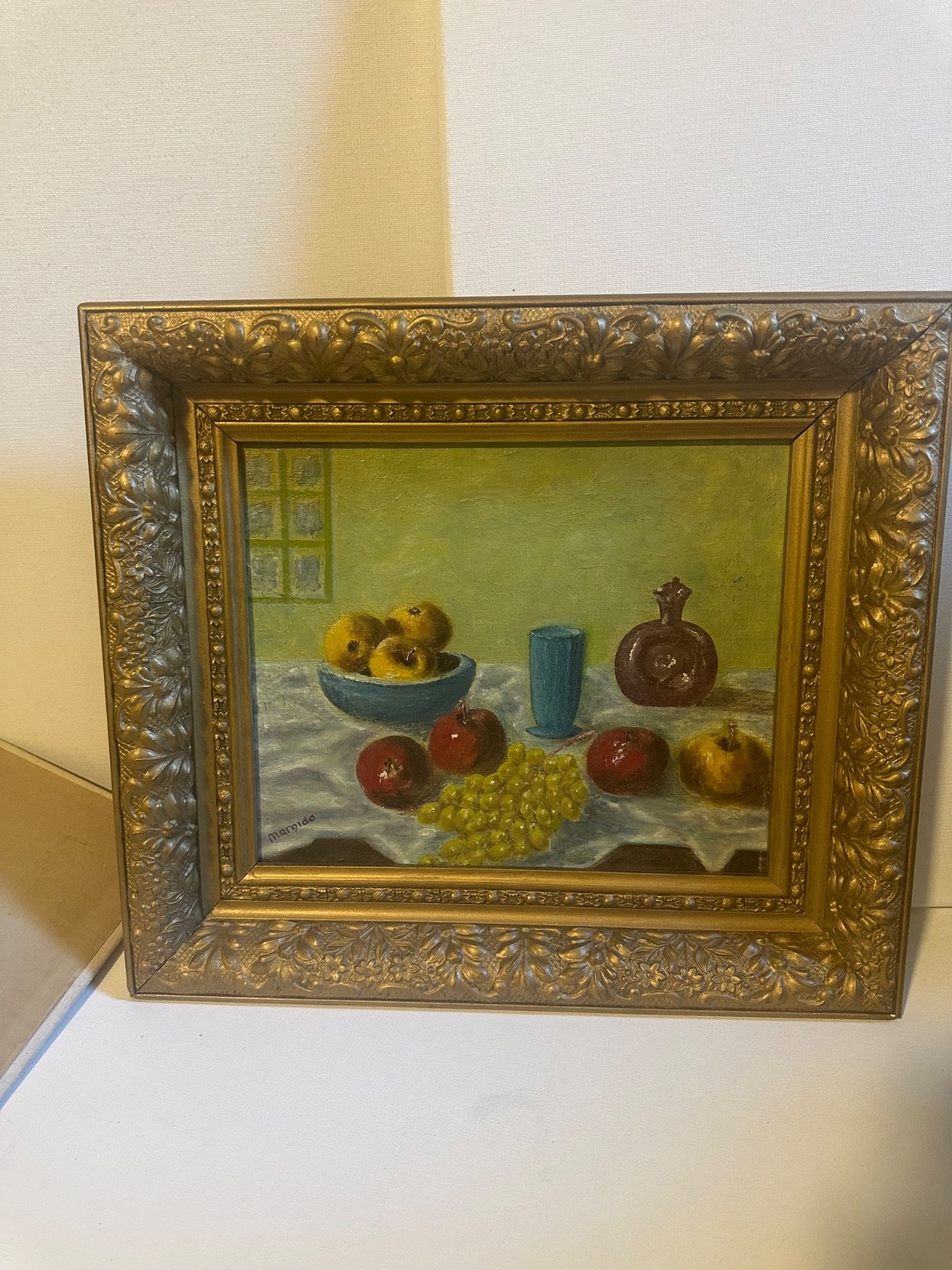 Vintage Oil Painting on canvas• Still Life French Provincial 24×28 Signed, 60s