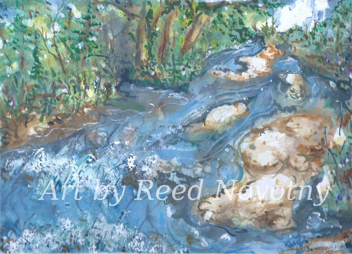 Watercolor Painting Landscape «Arkansas Stream «by Reed 8″X10» Original