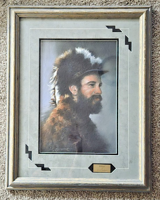 Original Pastel Sherry Gallagher Rocky Western Mountain Man Framed 28×22