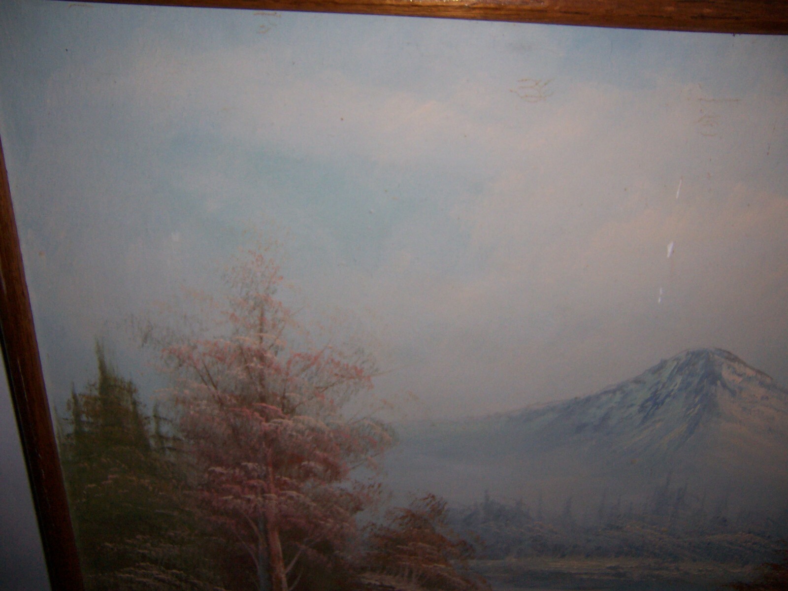 Vintage Large Framed Mountain Stream Painting on Canvas 37 3/16″ x 25 1/4″