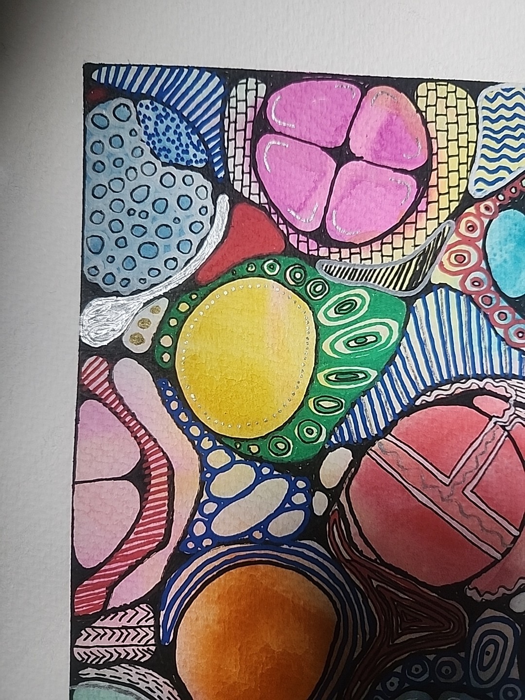 Spheres- Original Abstract Watercolor Painting W/ Ink, Acrylic & Metallic Detail