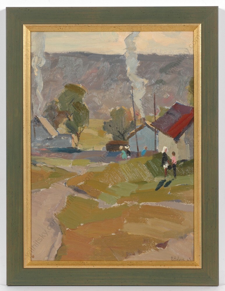 Vladimir Novak (1938-2008) «Noon in Village», Oil Painting, 1965 (m)
