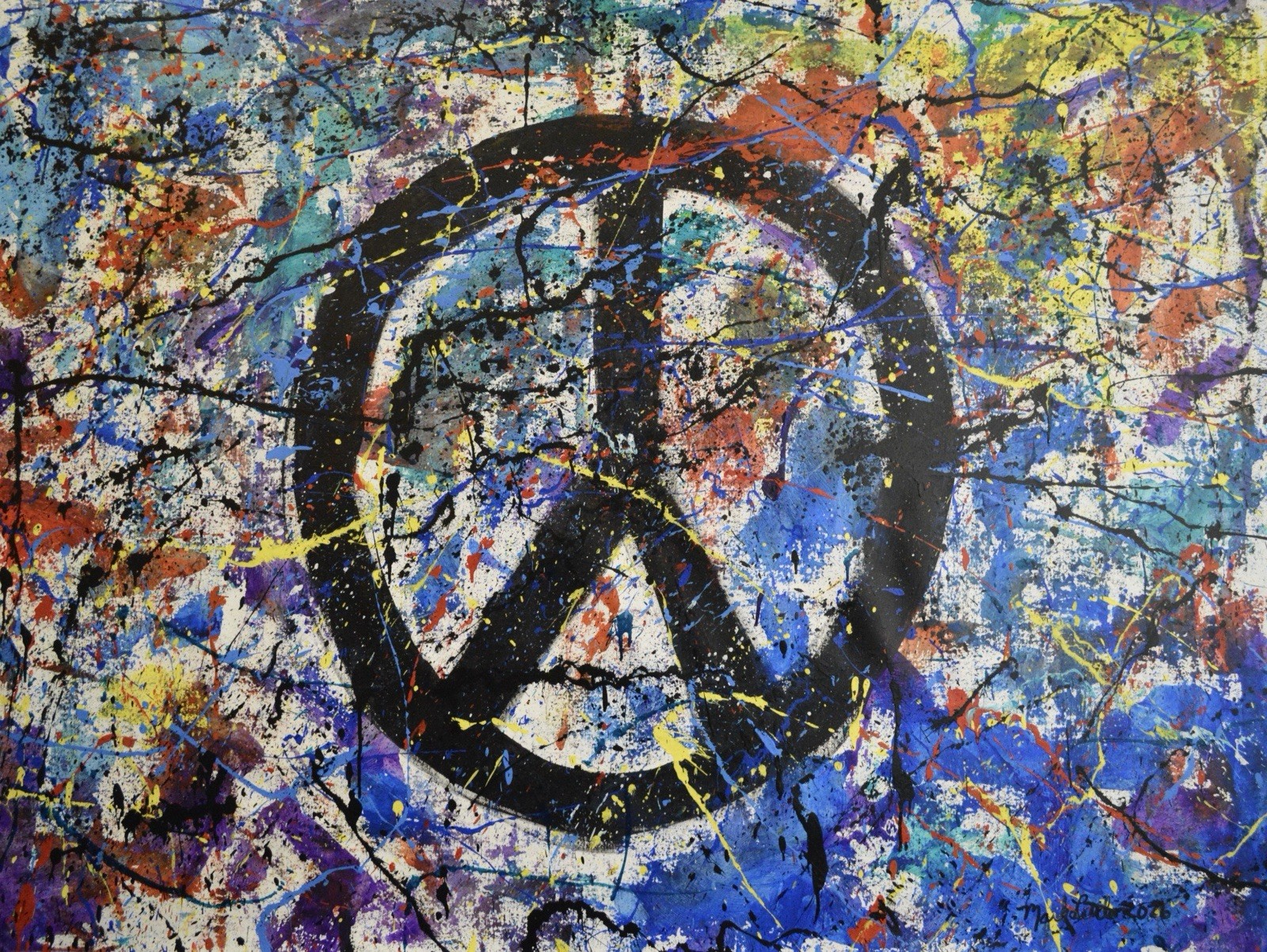 Jackson Pollock Style Giant Canvas Painting 84”X62” (7 Foot) Abstract Modern XL
