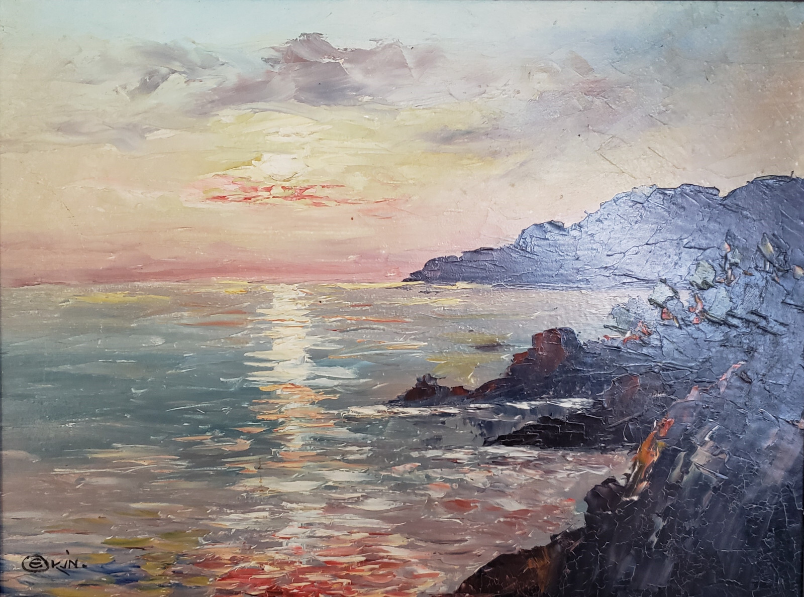 Oil Painting by Edward Okuń – Signed – 19th Century – Newly Framed