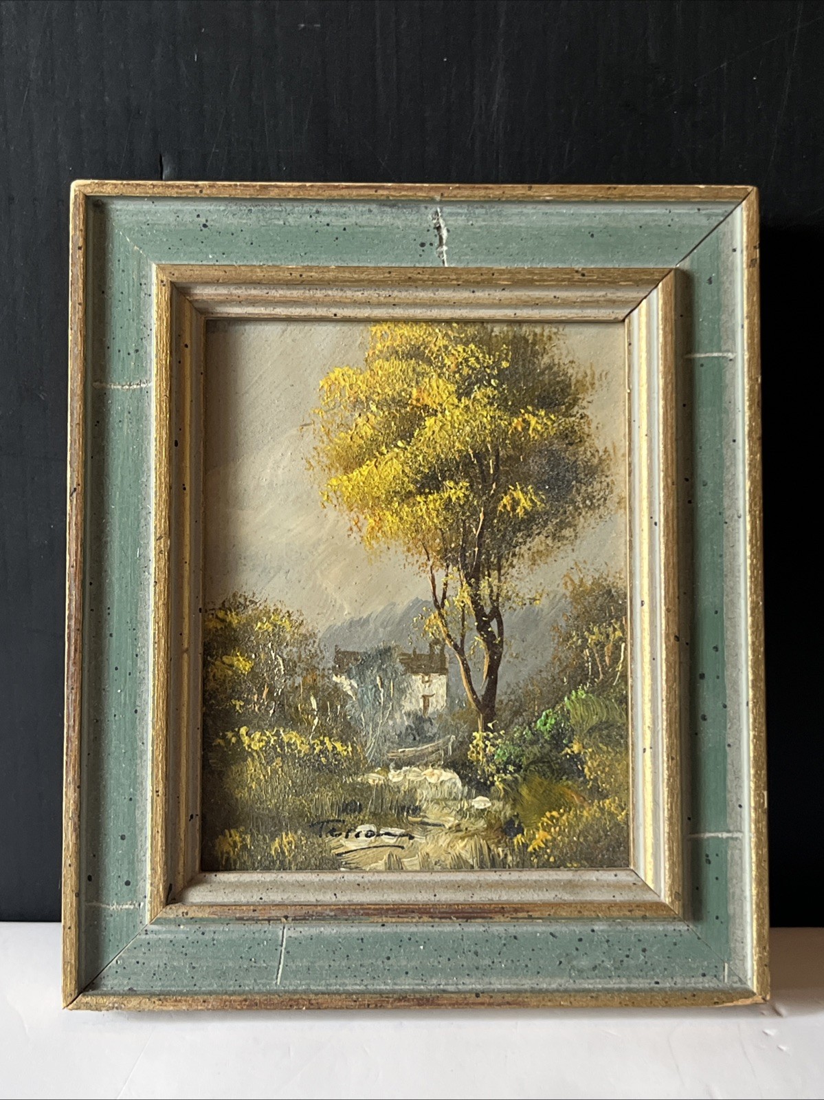 Miniature Textured Oil Estate Landscape and Nature Art Painting Artist Signed