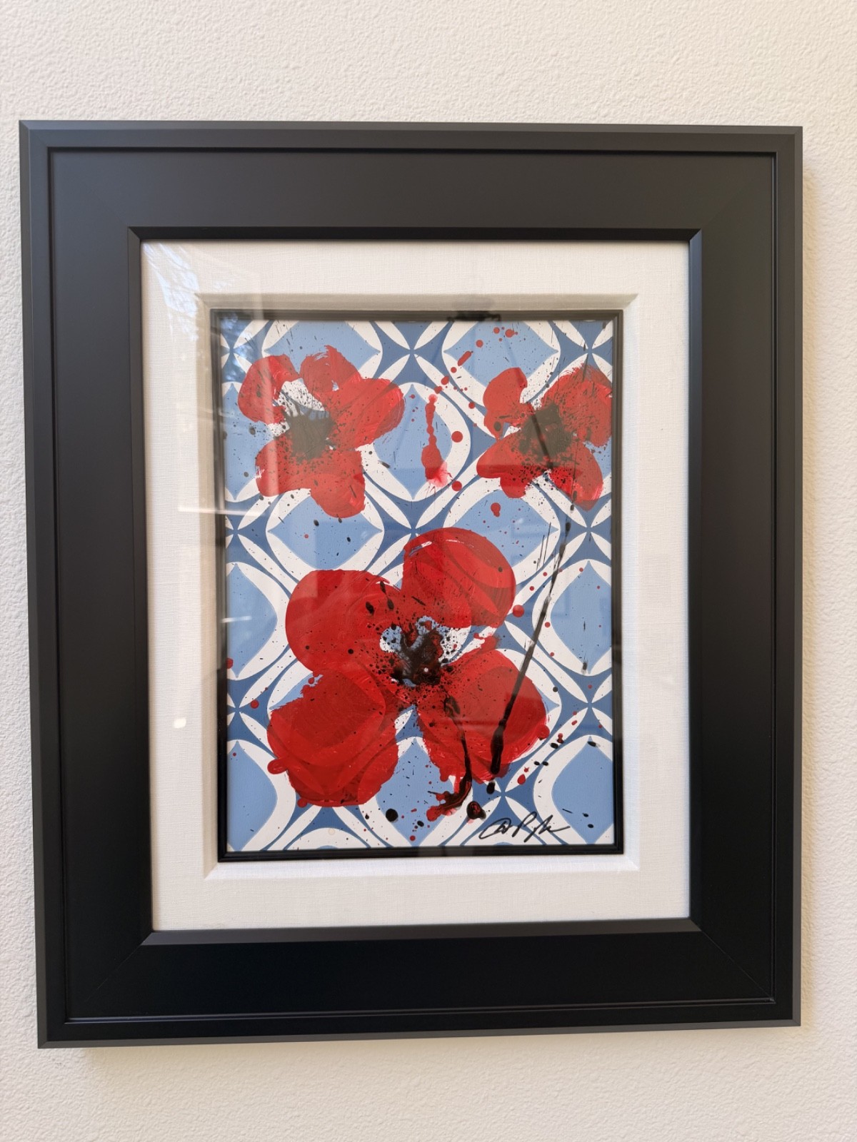 Dominic Pangborn «Geo Poppy II» Signed Original Acrylic Painting COA