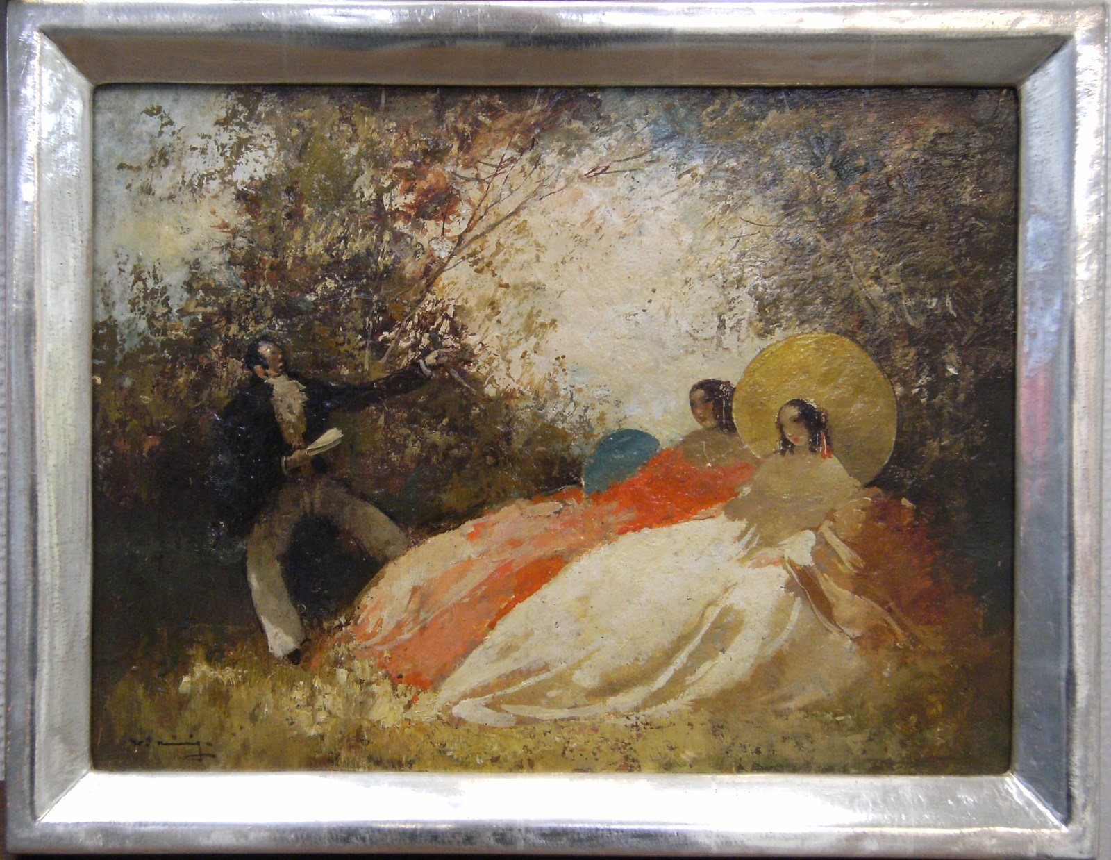 Walter Heimig, original, autographed, unique with gold leaf frame