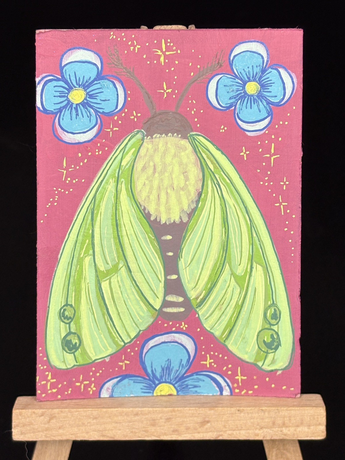 Luna Moth print of original ACEO ATC mini art watercolor painting photo paper
