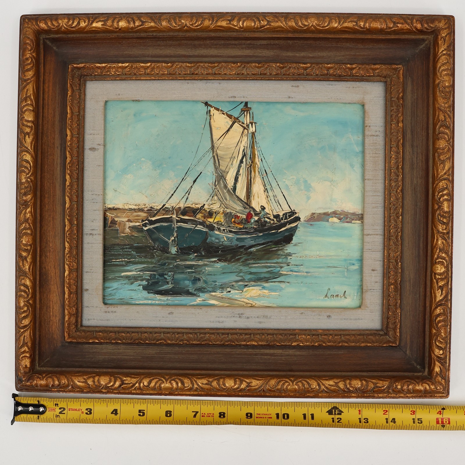 Authentic Original Oil Painting Harbor by Bernhard Laarhoven Fishing Boat