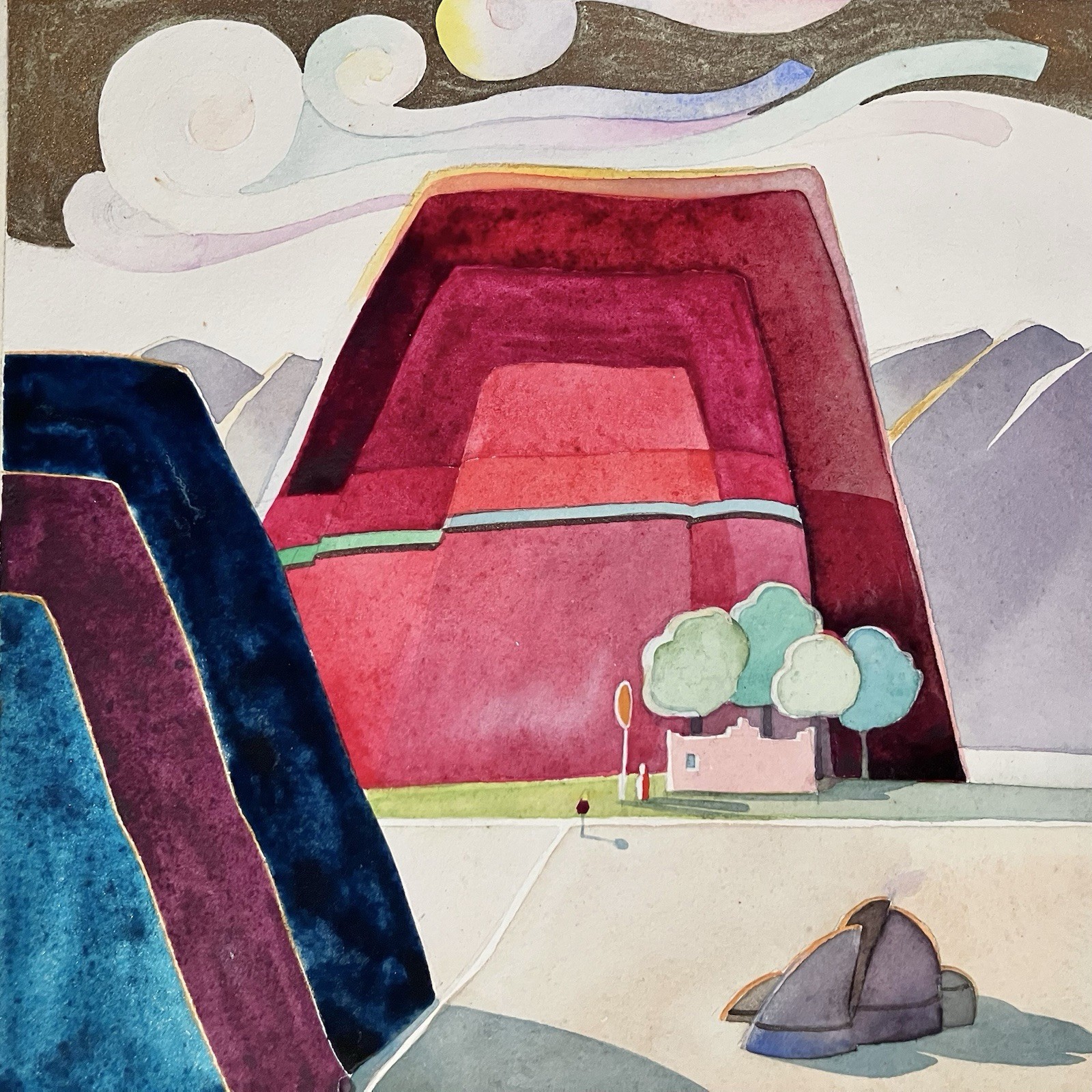 Listed FRANZ ALTSCHILER (1923-2009) / ORIGINAL WATERCOLOR / Santa Fe 1982 / RARE