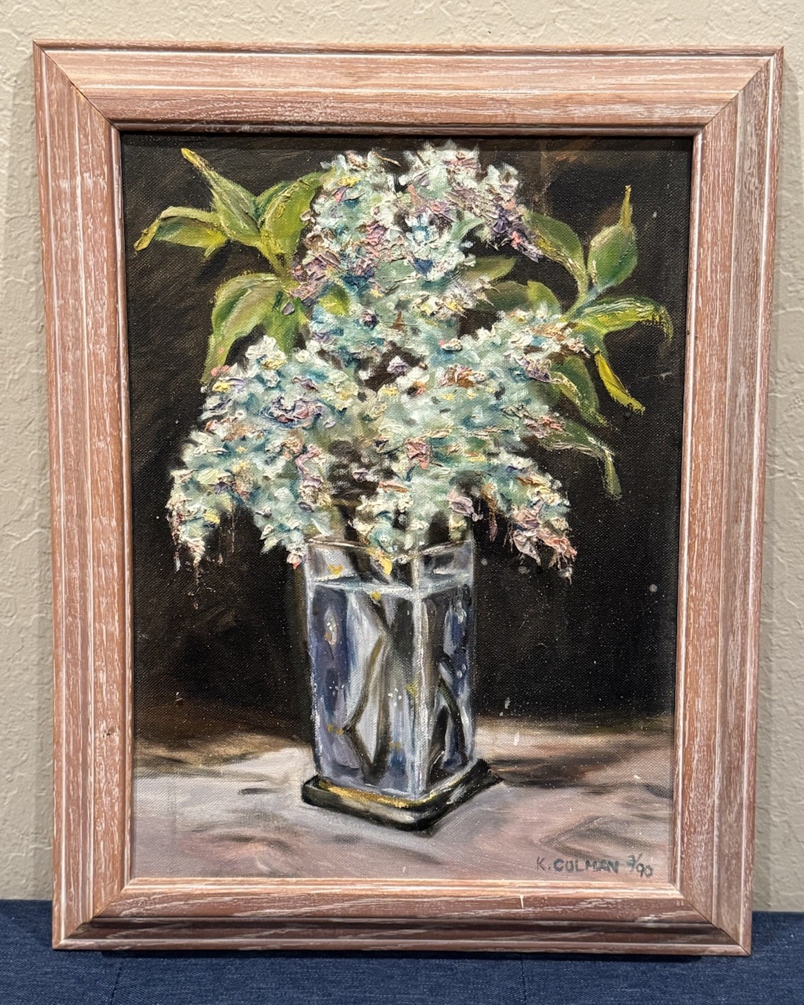 Stunning Still Life Oil Painting of Hydrangeas in Vase by Kathi Colman (Cal.)