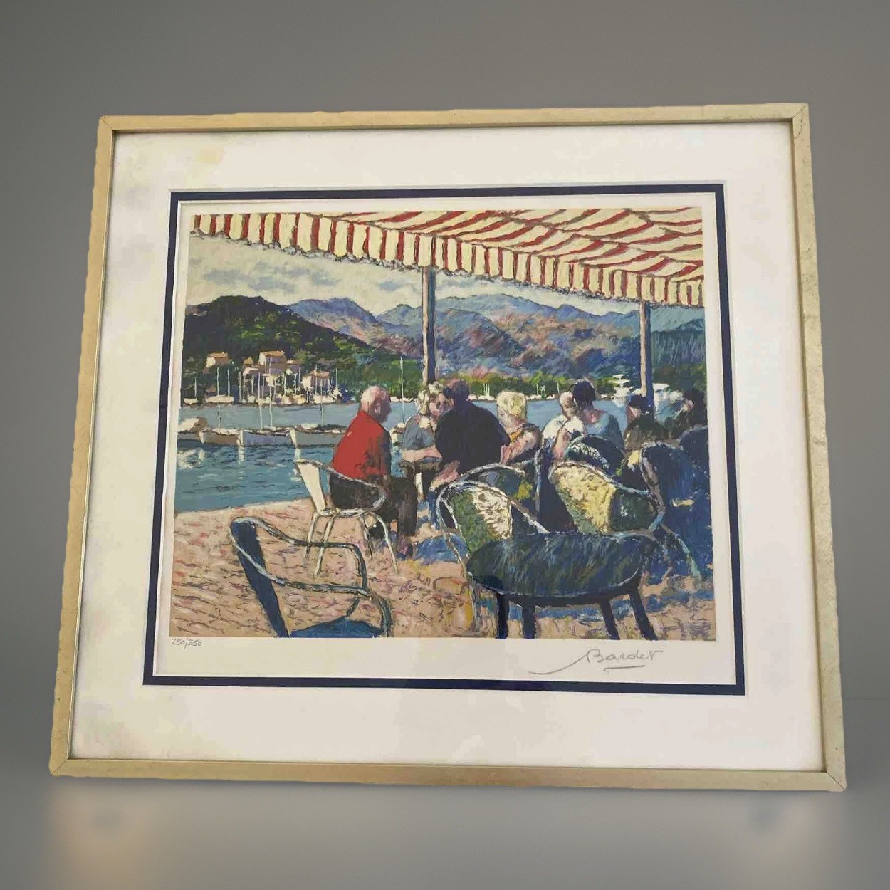 Andre Bardet Signed Numbered 250/350 Framed Port Le Vullover Rouge Art Serigraph