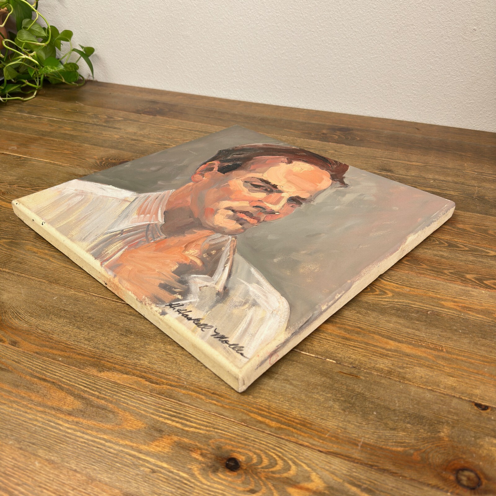 «The Serious Man» Californian Expressionist Helen Haskell-Molles Oil Painting