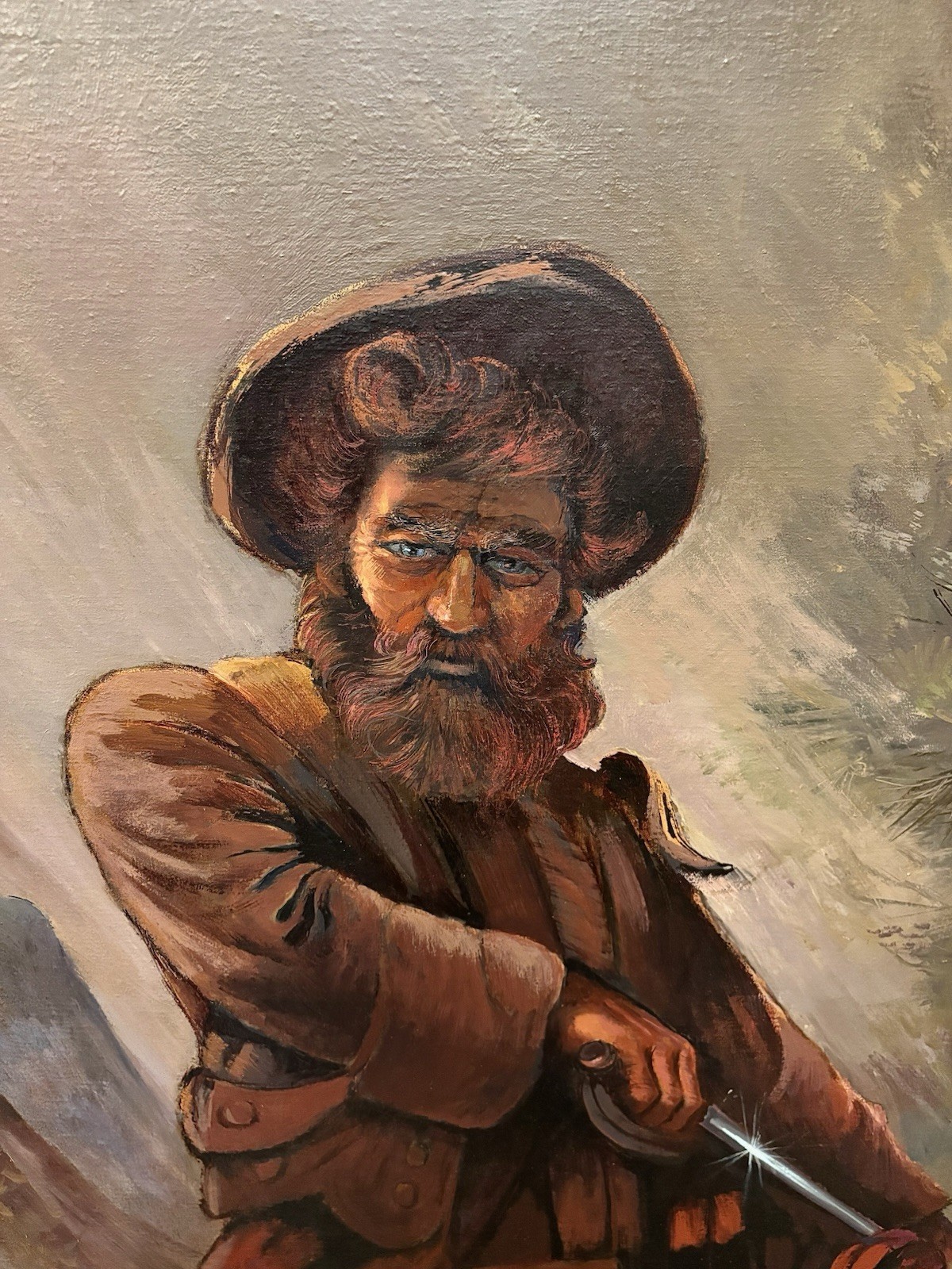 Scottish Highlander Warrior Oil Panting James MacBride Framed Vintage 81 X 45