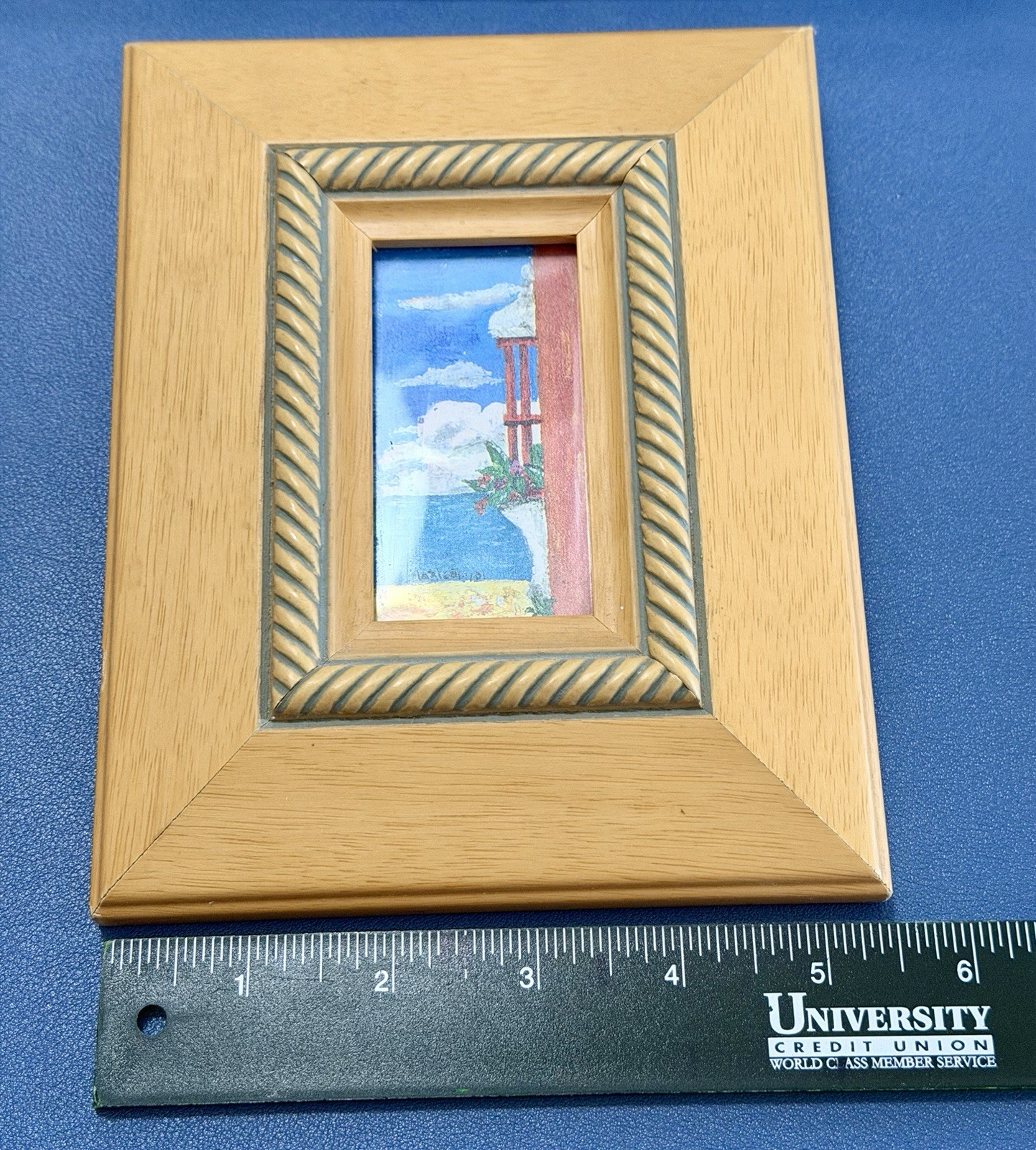 Vintage Signed Miniature Seascape Painting Framed Coastal Wall Art Mediterranean