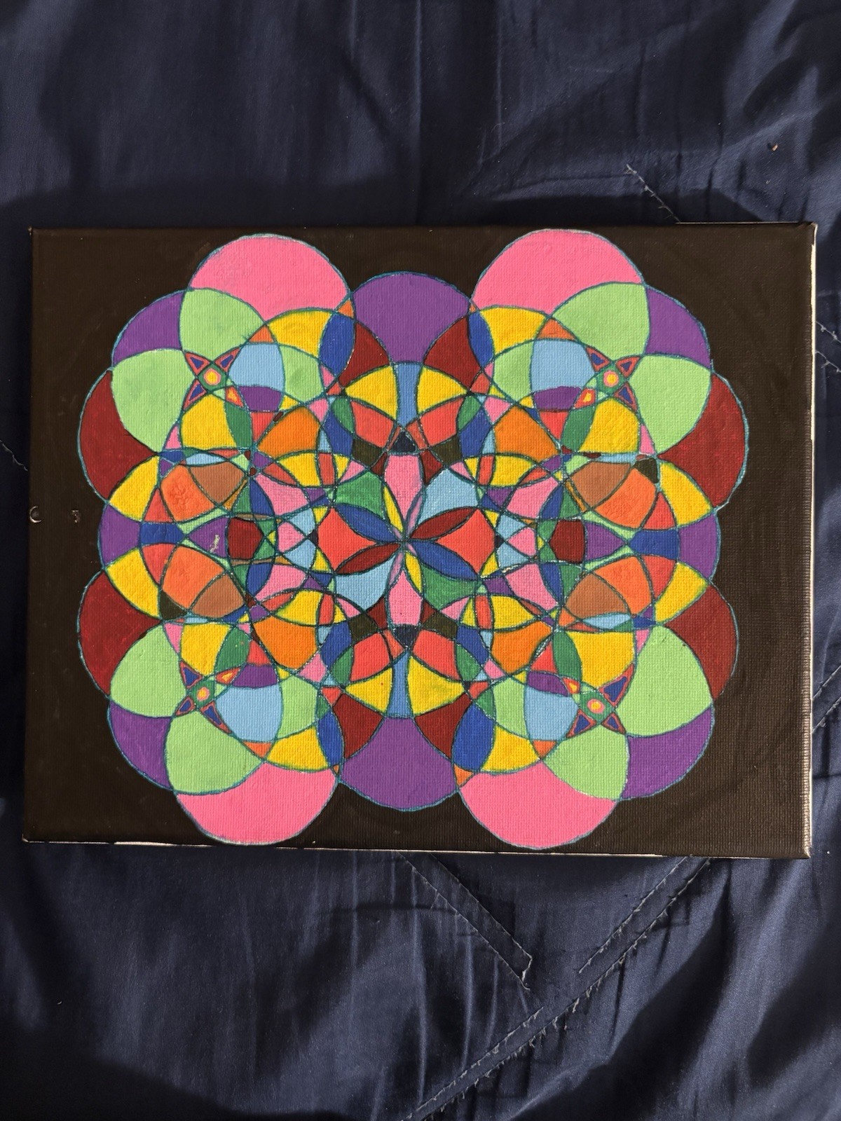 Original by me Abstract Geometric Circle Pattern Painting, Multicolor