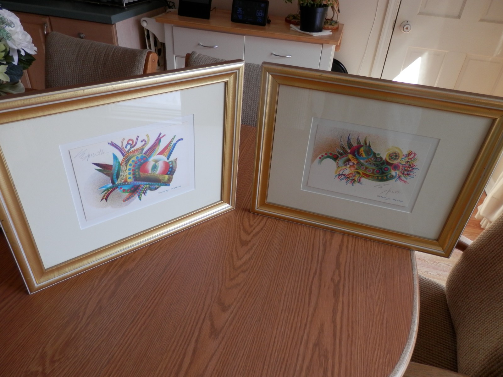 Set of Two Espinoza Burgos Abstract Art Signed & Numbered in Framed 18 x 14″
