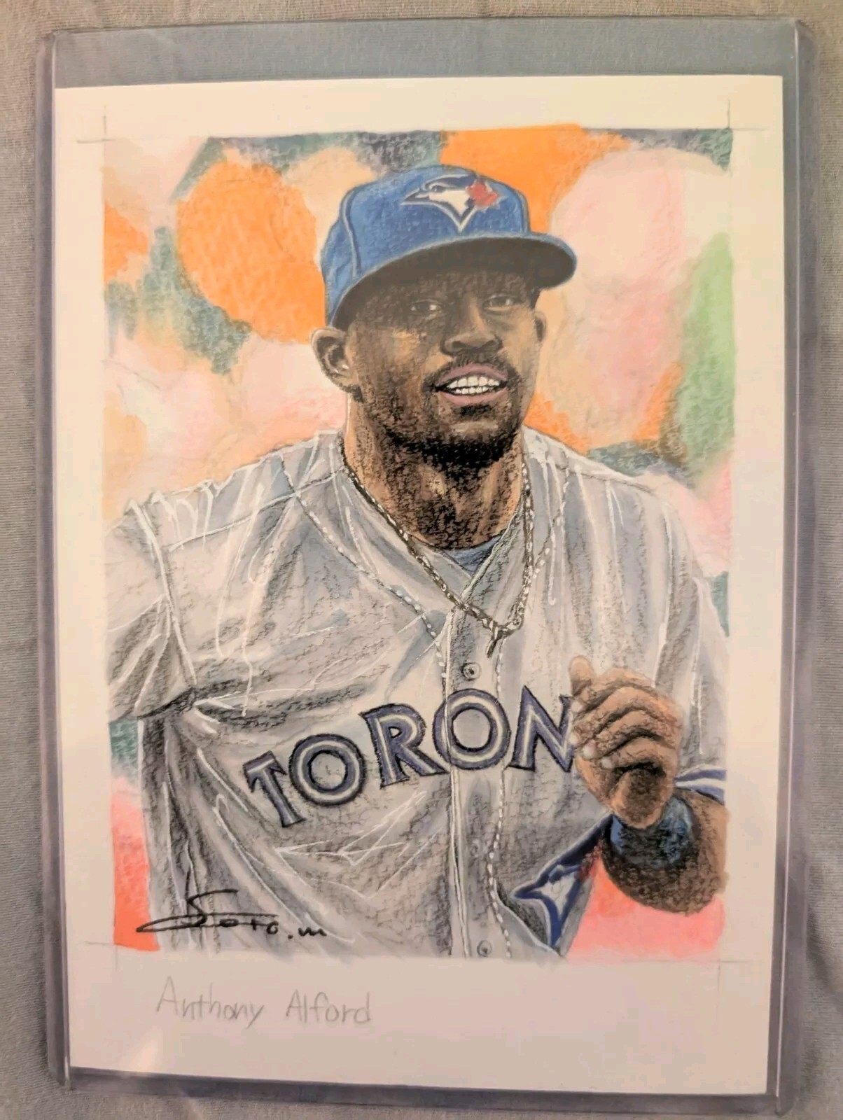 MAYUMI SETO Original Watercolor Art Anthony Alford 2017 Topps Gallery 5×7 Auto