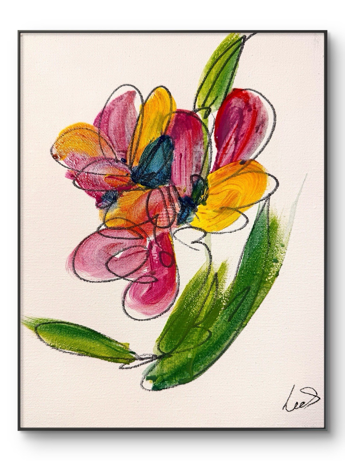 Original Art 8×10 Flowers Canvas Expressionism Abstract Colorful Wall Art 206