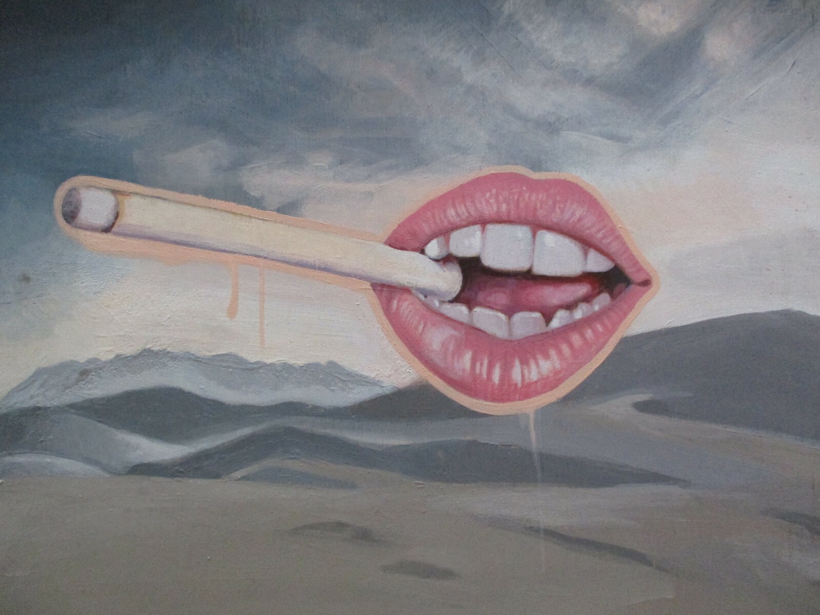 SMALL GEM SURREALIST SURREALISM MODERNISM SMOKING MOUTH DESERT LANDSCAPE LIPS