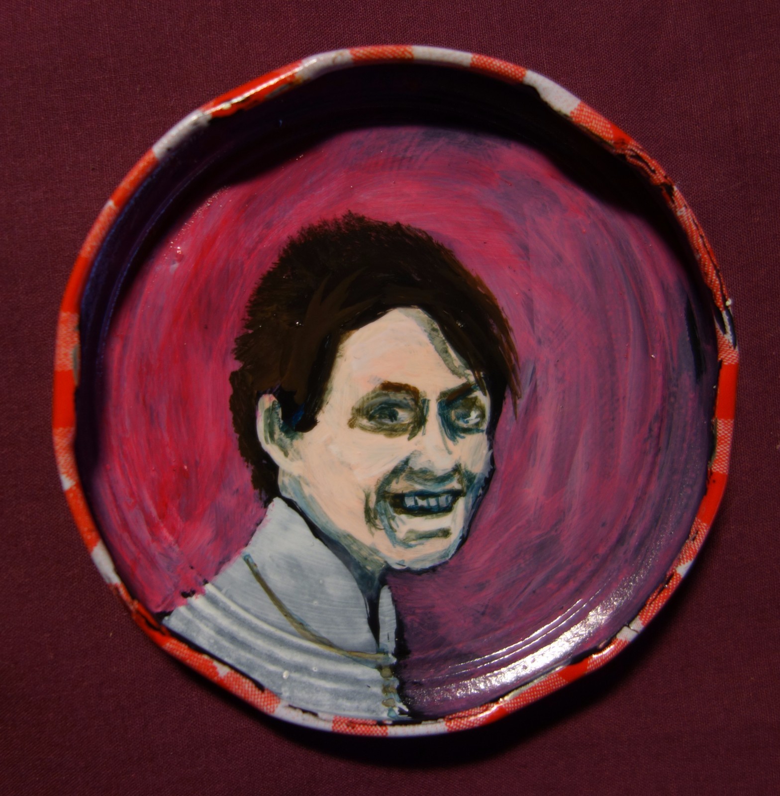 HARPER LEE, Jam Jar Lid Portrait, LIterary New Orleans Outsider Art by PETER ORR