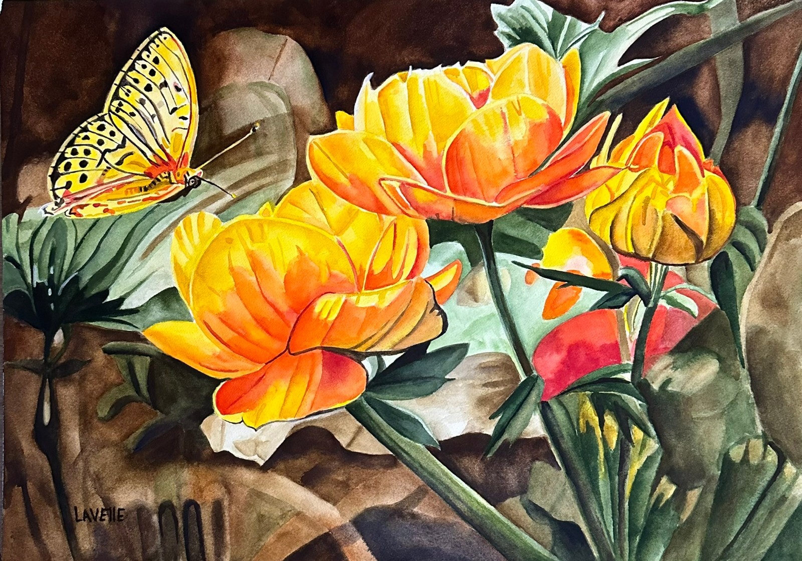 SALE PRICE ! Original Tulip Watercolor Painting