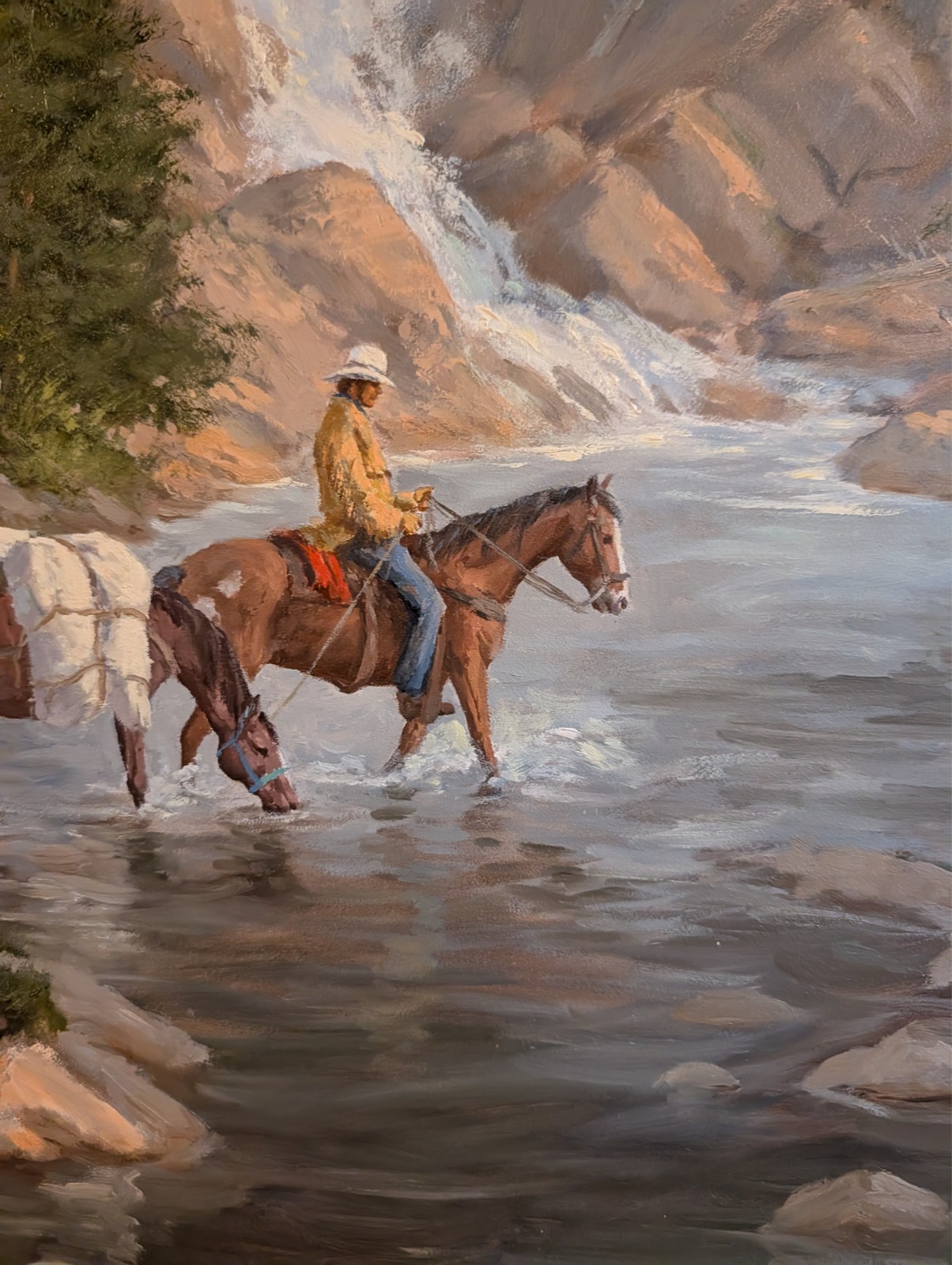 Mark Ogle «Horse Mountain Man» Framed Oil on Masonite Original Western Art