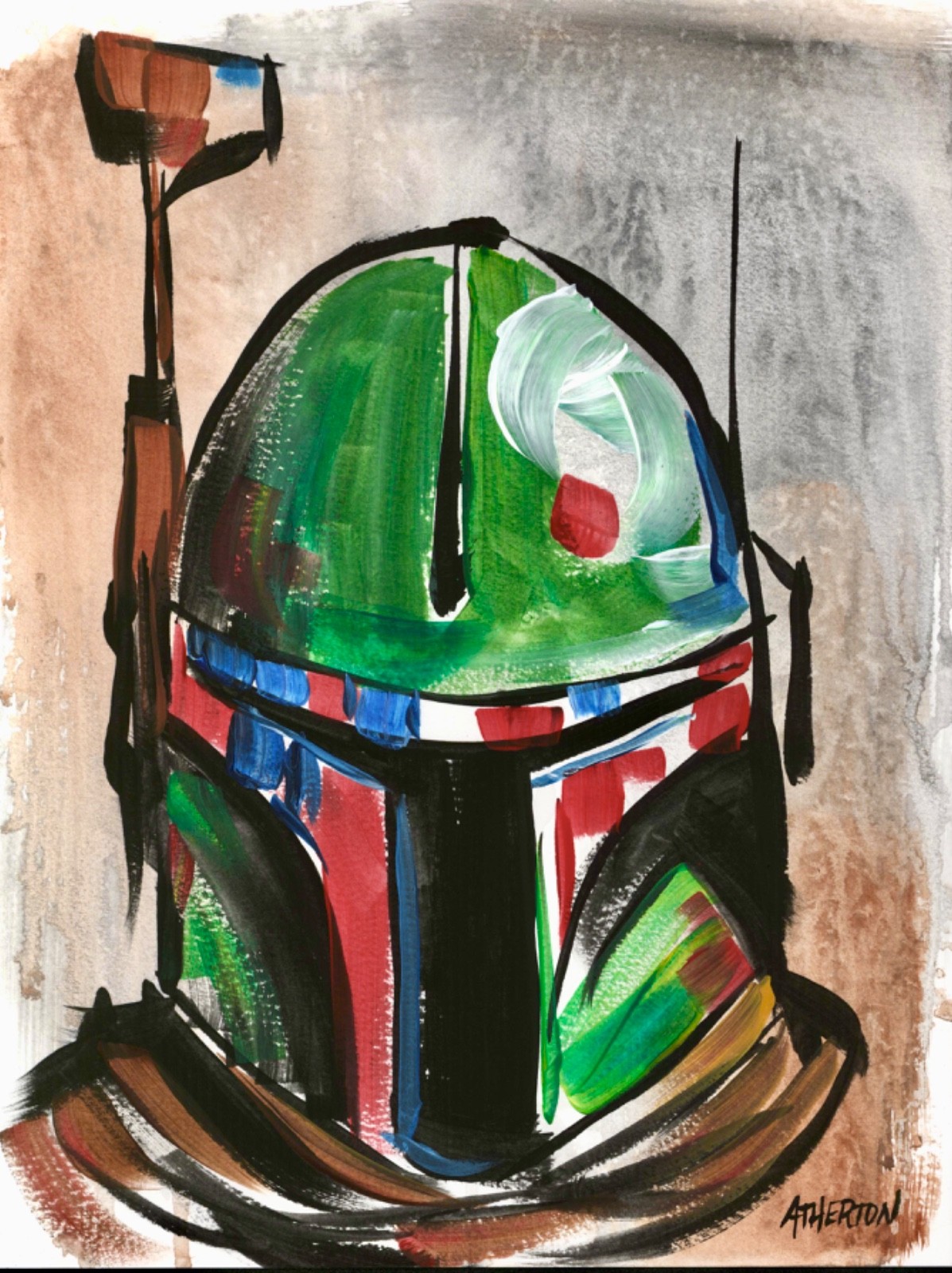 Atherton 9×12 Original Pop Art Character Painting «Boba Fett 511» hand signed