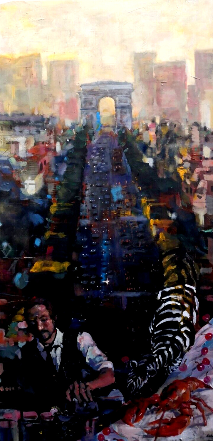 «Bartender Paris» 140-70-3.8cm Arcyl and oil on canvas