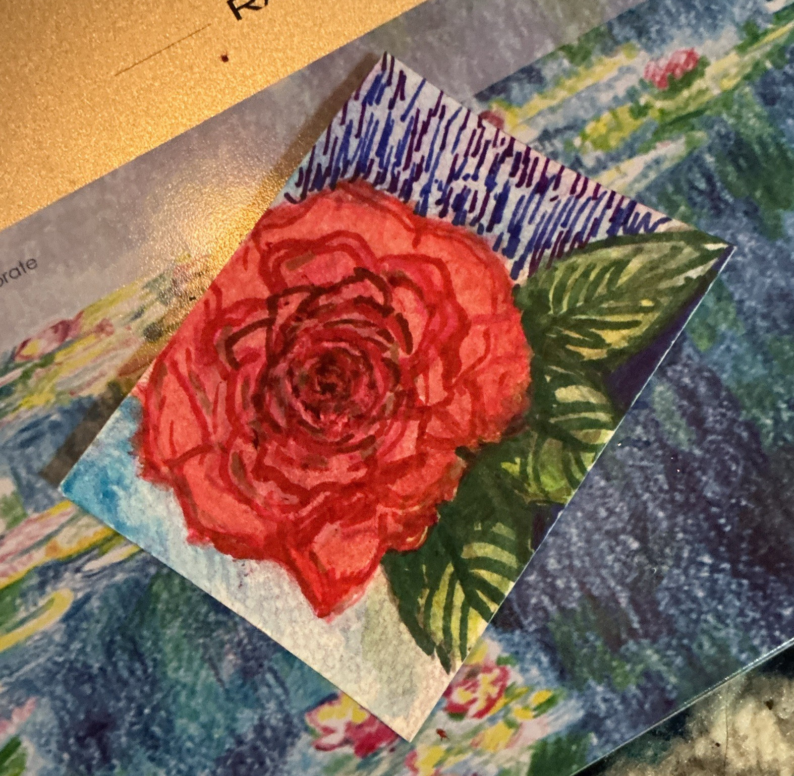 Jesma Original ACEO Painting on Paper, Rose Flower, Small, 2026
