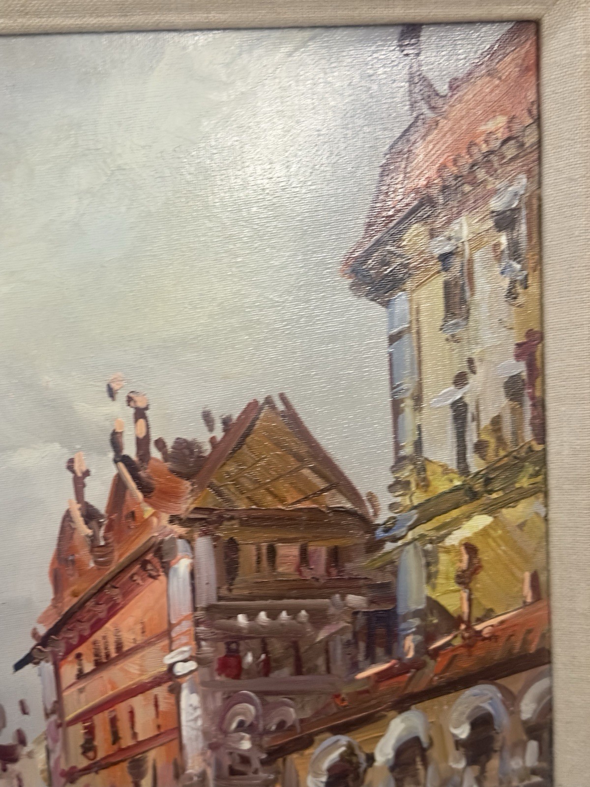 Mid 20th Century Signed Antonio DeVity Original Oil Painting Venice Italy 27×31
