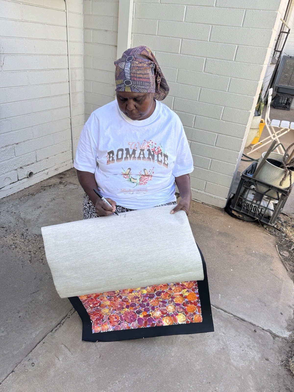Rachael Nambula. Authentic Aboriginal Art. Size 100cm x 50cm. Pencil Yam