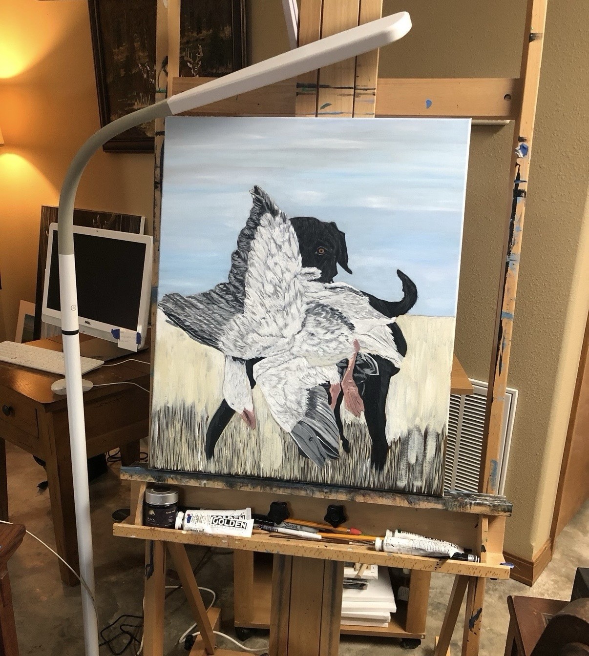 Original Lab And Duck Painting By Arkansas Artist Leah Smith