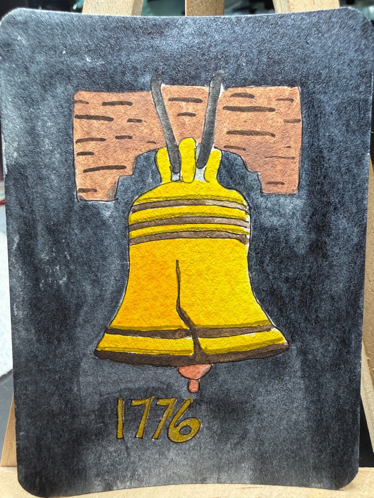 ACEO Original OOAK Signed (Not a Print) «Liberty Bell» Patriotic America 250 Art