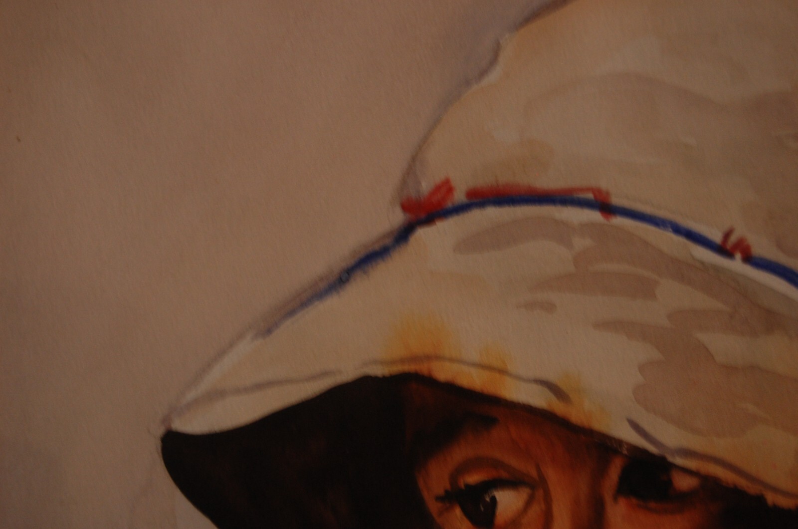 VINTAGE FRAMED MATTED ORIGINAL WATERCOLOR PAINTING OF PERUVIAN NATIVE BOY CHILD