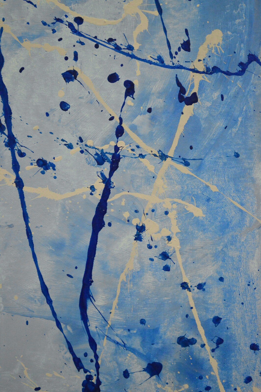 64”X44” Pollock/Richter style canvas ￼painting Acrylic,Abstract, Modern,X Large