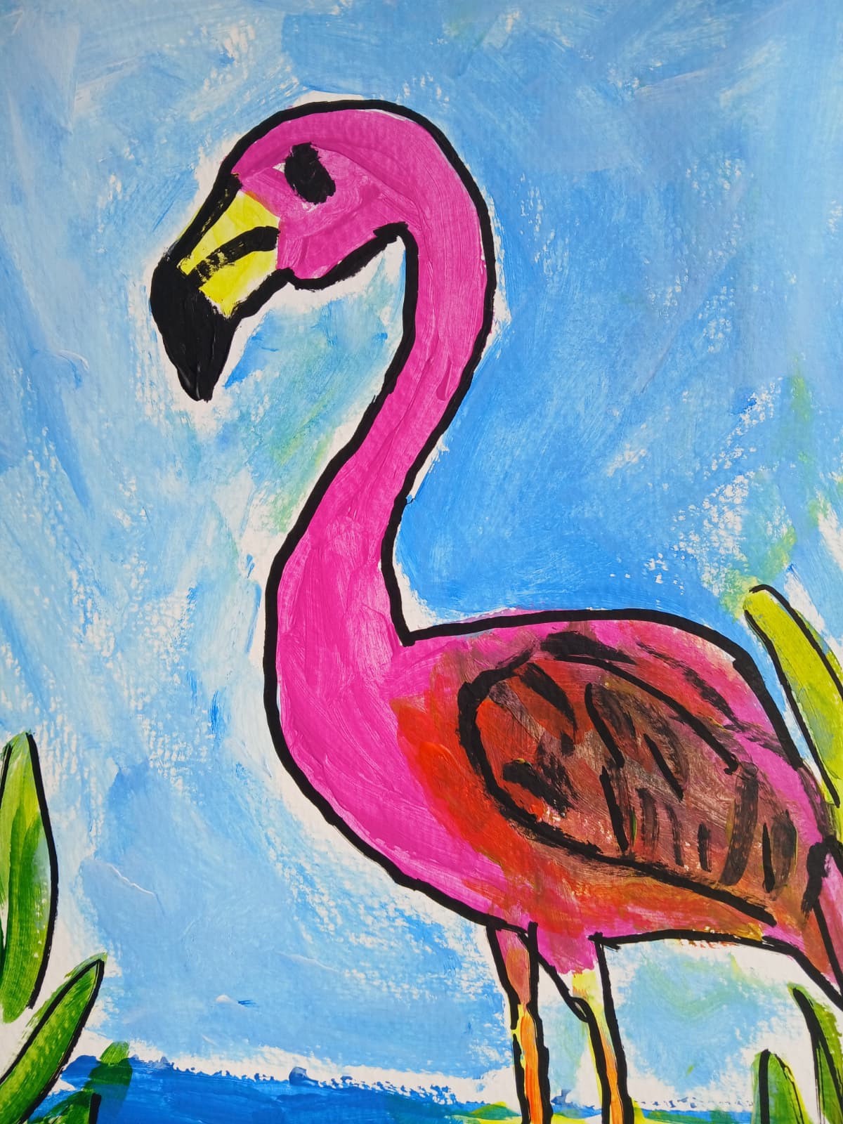Abstract/Expressionism 11×14 Flamingo One -One of a Kind Street Art Painting