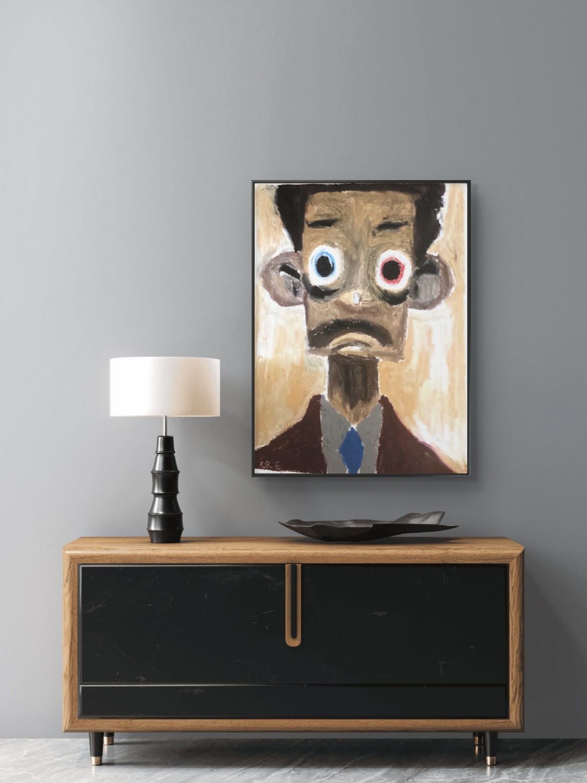 African Black Man Big Portrait Comics Cartoon Silly Original Art 11 by 14 Canvas