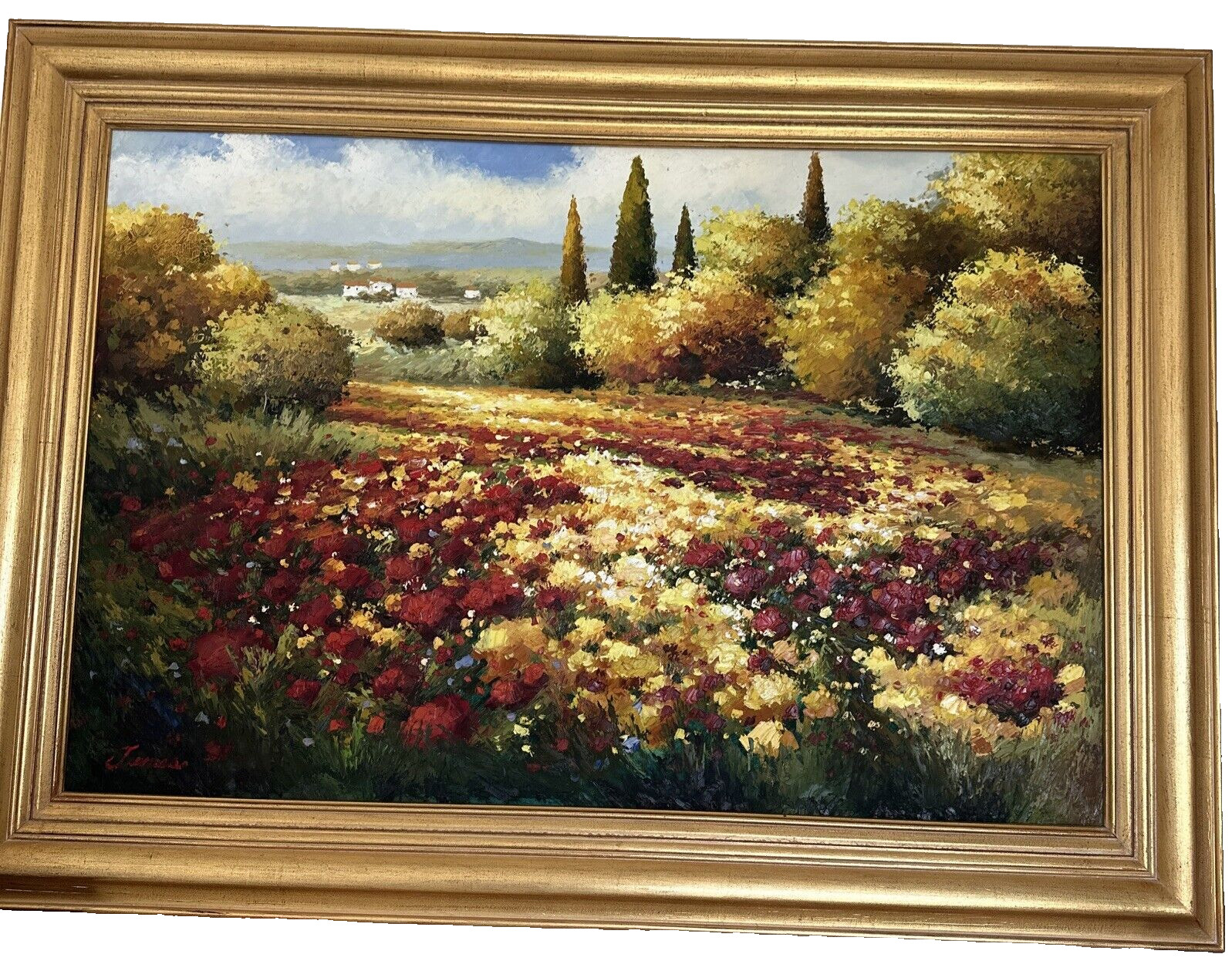 JAMAS Original Impasto Oil Painting CALIFORNIA POPPY FIELDS Landscape 36″»