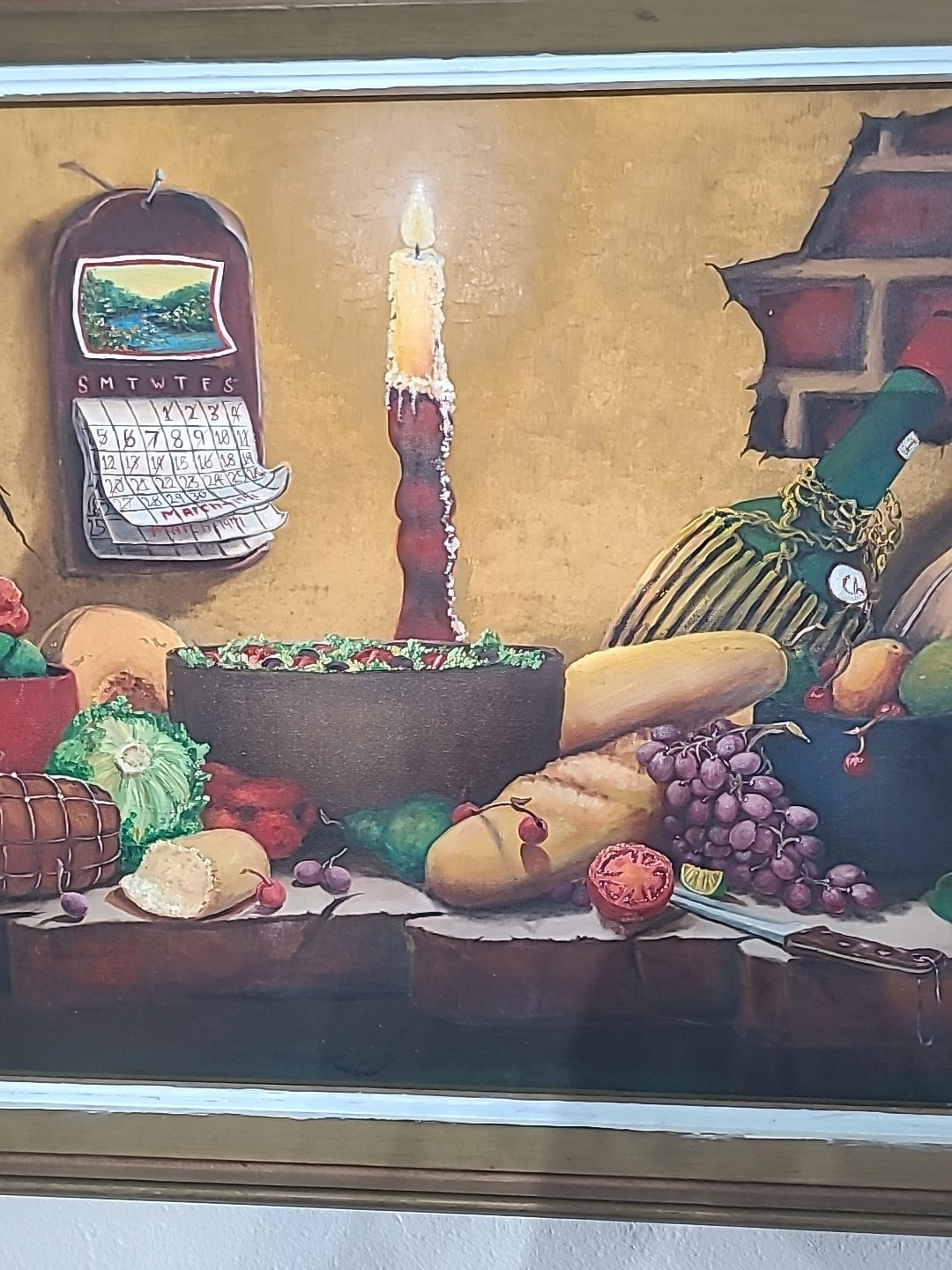 Vintage New York Prison Art 1971 Still Life Supper Charles Hoppe Painting Large