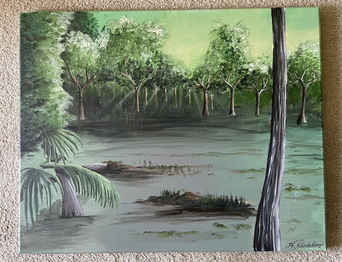 Florida Everglades Sunset Original Acrylic Painting On Canvas 16in by 20in Art