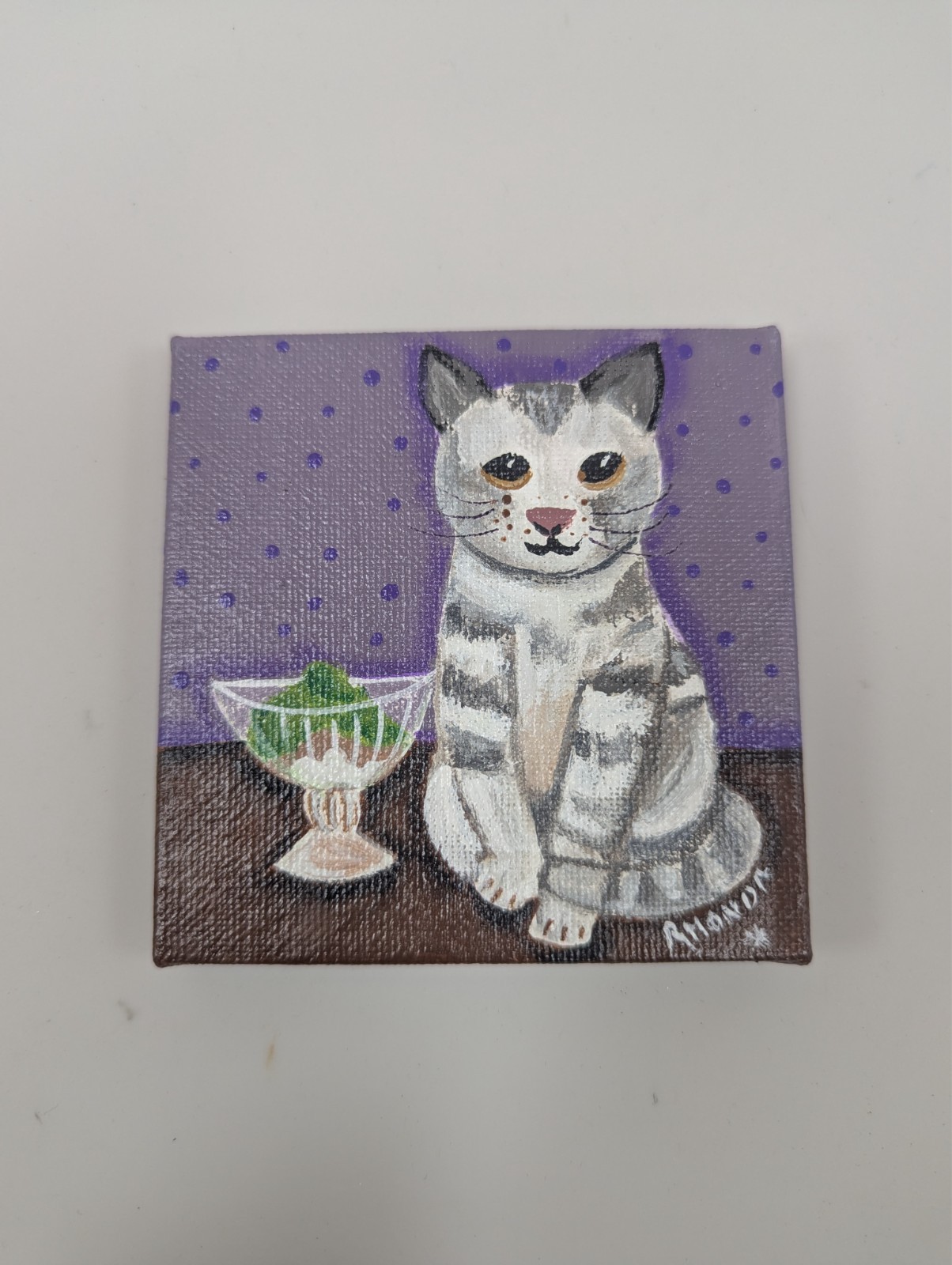 Cat #2 4in x4in x0.5in Acrylic on Canvas