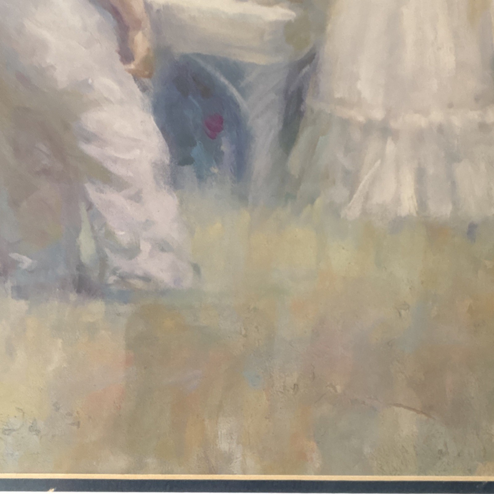 Richard Tolan Original Signed Watercolor Painting Children in Garden Framed 22″