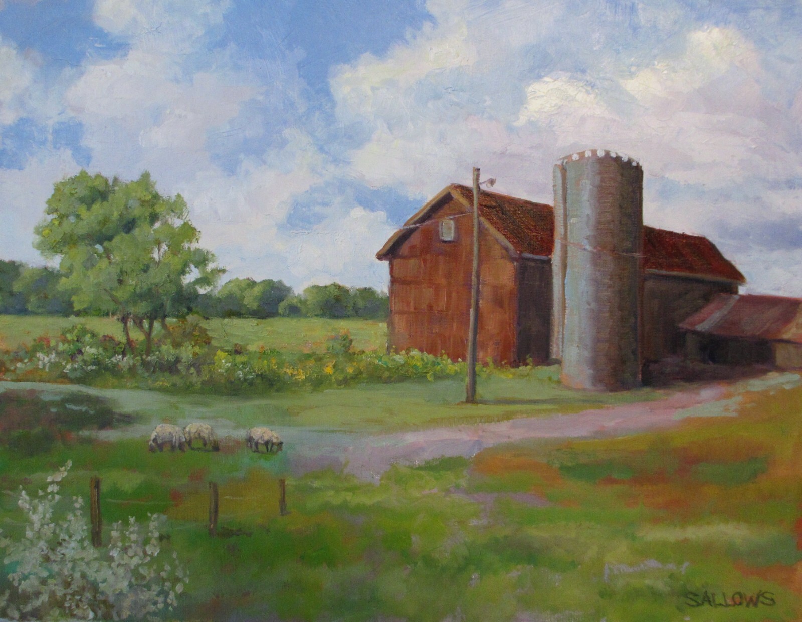 Rural Landscape Barn Madison County Indiana Original Art Sallows Plein Air 14×18