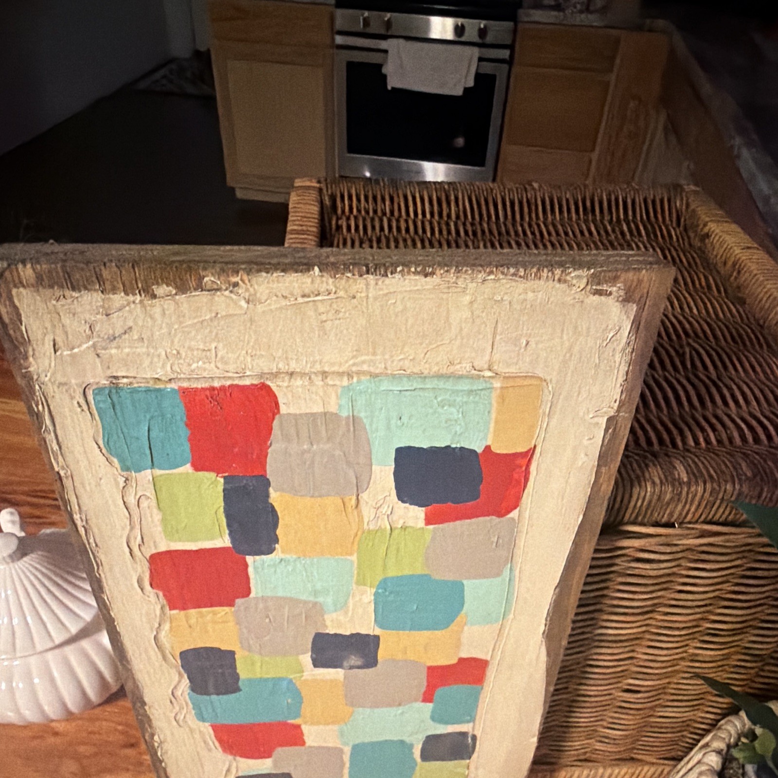 Abstract Geometric Block Painting, Multicolor, Unframed Single Piece