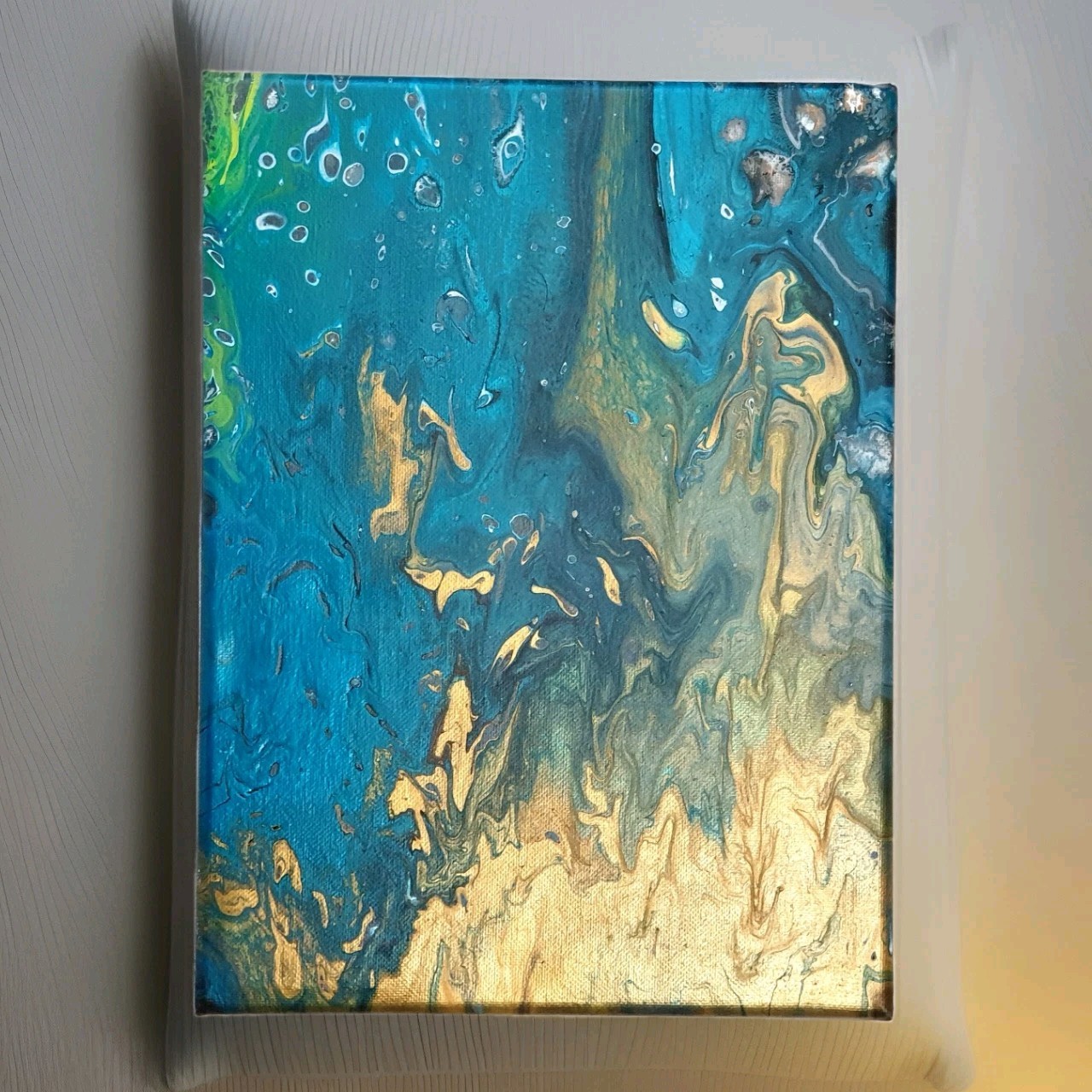 Original 9″x12″ Abstract Acrylic Fluid Art Pour Signed Painting (See Video)