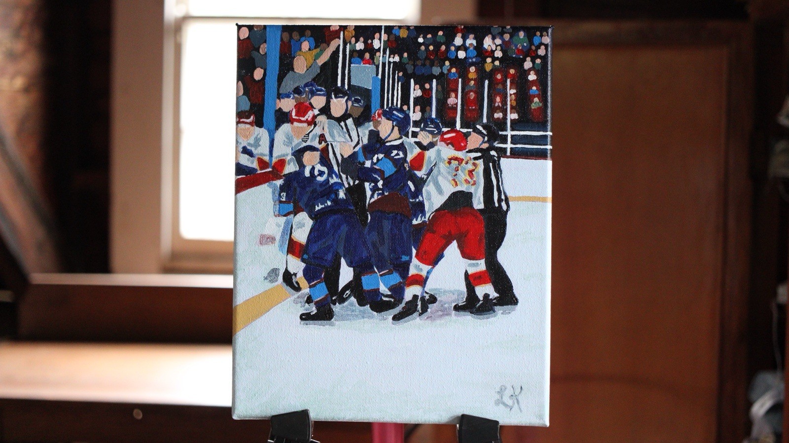 Original Painting 8”x10” Icebreaker, Hockey
